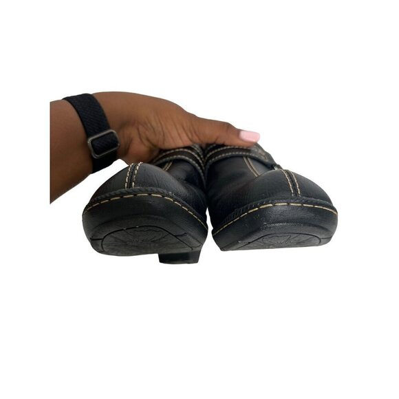 Eurosoft Black Upper Leather Slip-On Clogs Heeled Comfort Mules With Buckle - Picture 12 of 16